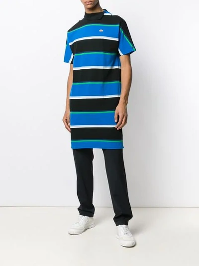 Shop Lacoste X Opening Ceremony Striped Wrap Collar Longline T-shirt - Blue