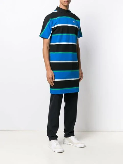 Shop Lacoste X Opening Ceremony Striped Wrap Collar Longline T-shirt - Blue