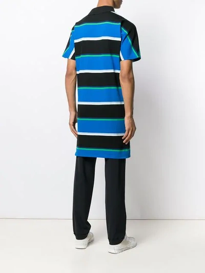 Shop Lacoste X Opening Ceremony Striped Wrap Collar Longline T-shirt - Blue