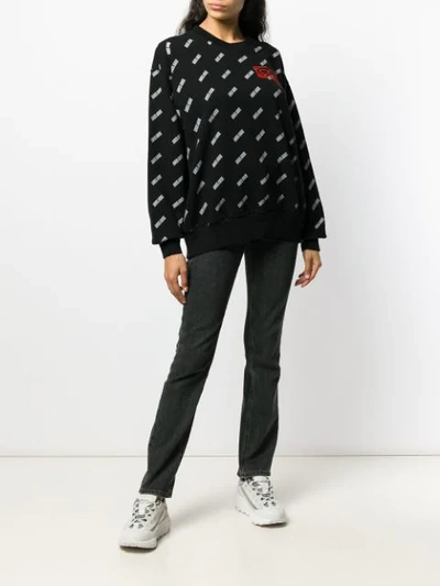 Shop Aries Logo Embroidered Sweatshirt In Black
