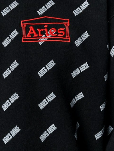 Shop Aries Logo Embroidered Sweatshirt In Black