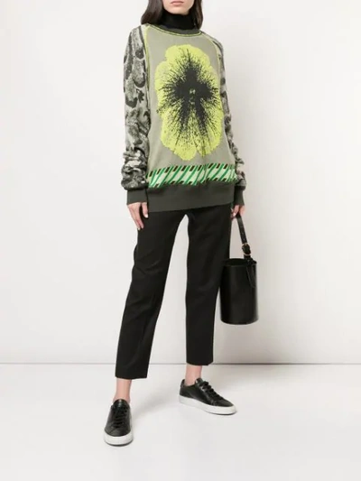 Shop Bernhard Willhelm Floral Embroidered Sweater In Green