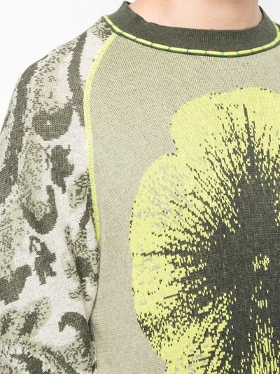 Shop Bernhard Willhelm Floral Embroidered Sweater In Green