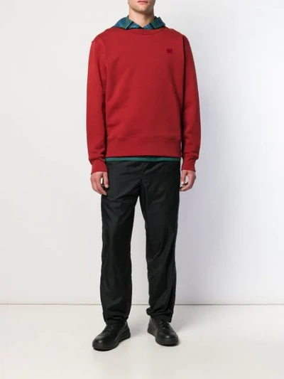 Shop Acne Studios Fairview Face Sweatshirt In Red