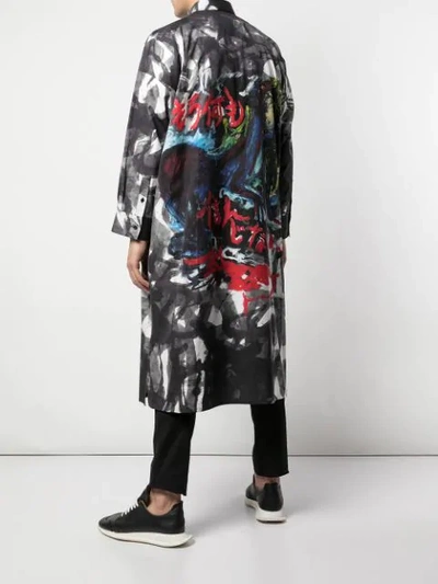 Shop Yohji Yamamoto Oversized Print Shirt In Grey
