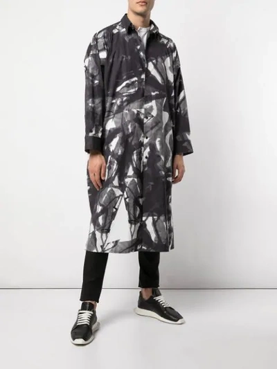 Shop Yohji Yamamoto Oversized Print Shirt In Grey