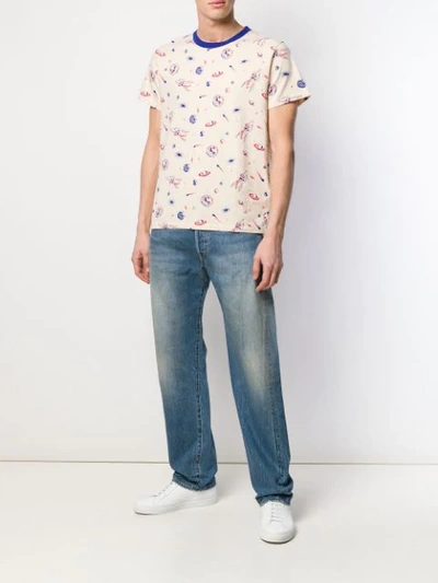 Shop Levi's Strauss Sportswear Of California Graphic Print T In Lvc Spaced All Over Creme Brulee