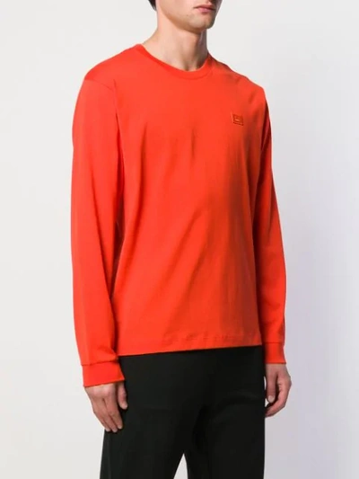 ACNE STUDIOS FACE PATCH LONG-SLEEVED T-SHIRT - 橘色