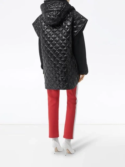 Shop Burberry Detachable Hood Diamond Quilted Cape In Black