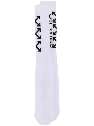 Shop Off-white Knitted Arrow Socks In White