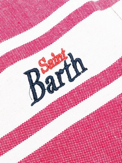 Shop Mc2 Saint Barth Logo Stripe Beach Towel In Red