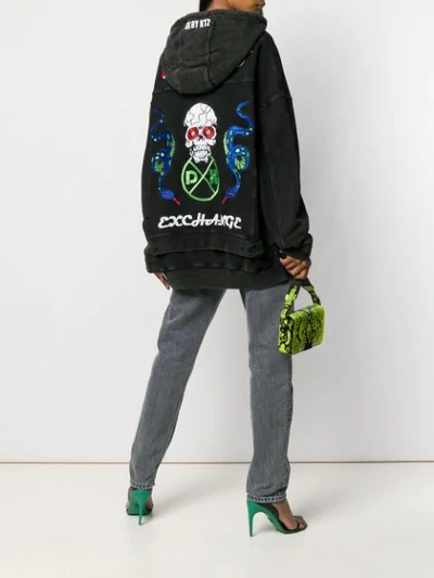Shop Ktz Embroidered Skull And Snake Hoodie In Black