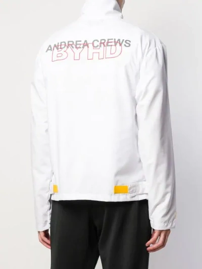 Shop Andrea Crews Logo Zip Up Jacket In White