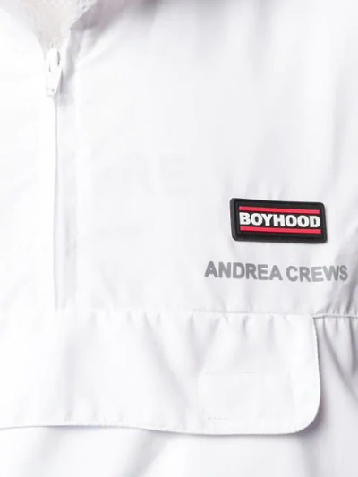 Shop Andrea Crews Logo Zip Up Jacket In White