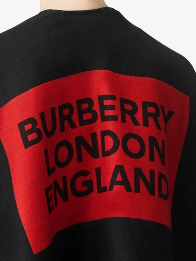 Shop Burberry Logo Detail Wool Jacquard Cape In Black