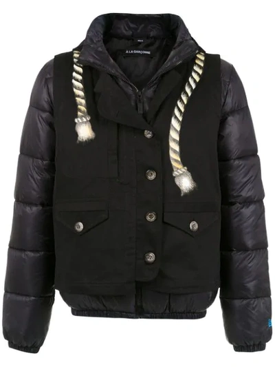 Shop À La Garçonne Vest Detail Puffer Jacket In Black