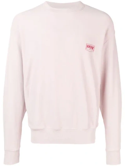 Shop Aries Logo Print Sweatshirt In Pink