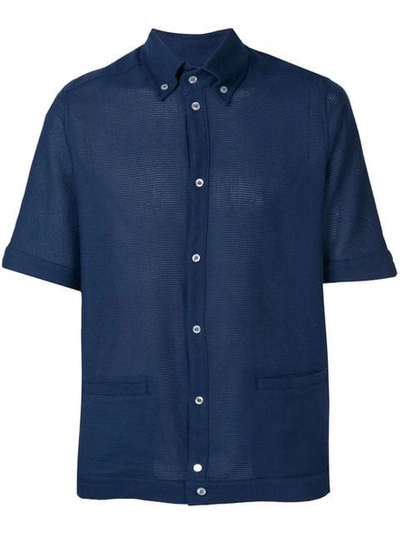 Shop Anglozine Blake Aertex Shirt In Blue