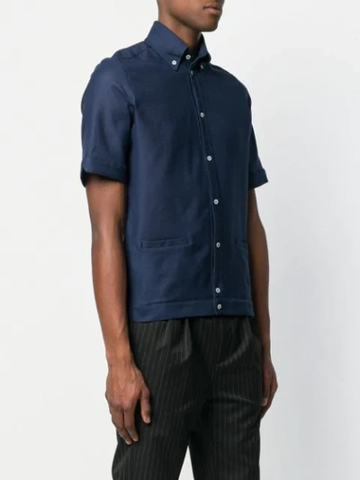 Shop Anglozine Blake Aertex Shirt In Blue