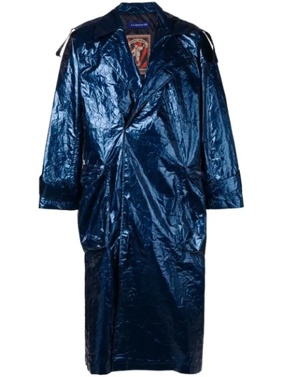 Shop Aa Spectrum A.a. Spectrum Wrinkled Trench Coat - Blue