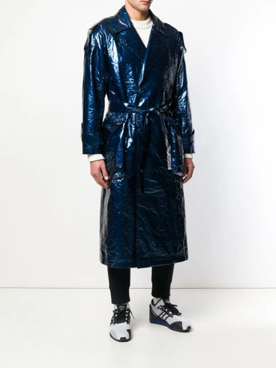 Shop A.a. Spectrum Wrinkled Trench Coat - Blue