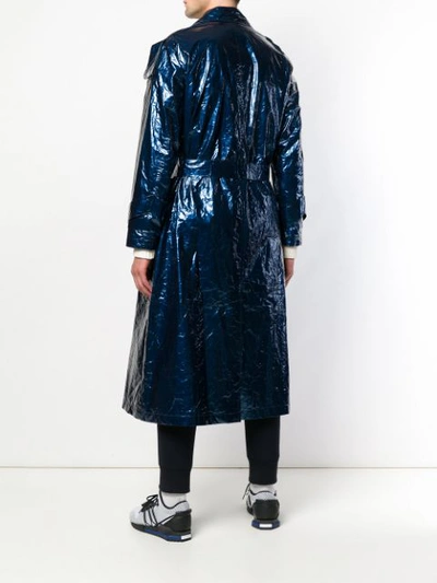 Shop A.a. Spectrum Wrinkled Trench Coat - Blue