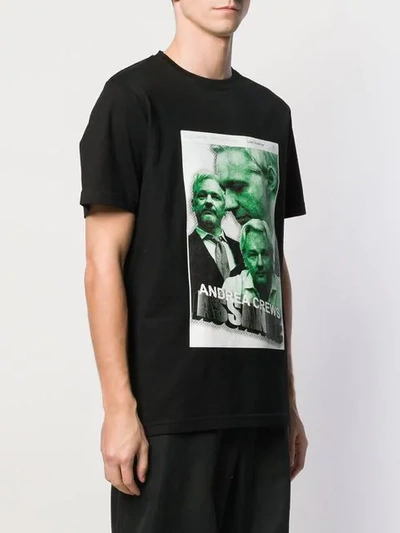 Shop Andrea Crews Assange Print Crew Neck T-shirt - Black