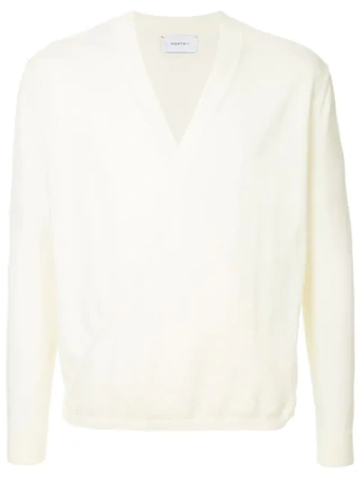 Shop Ports V Wrap-effect Sweater In White