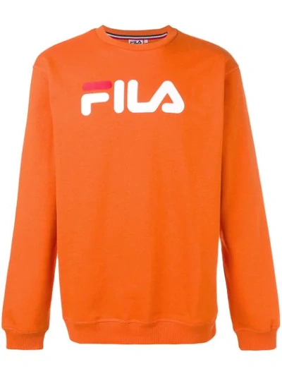 Fila Logo Print Sweatshirt - Orange | ModeSens