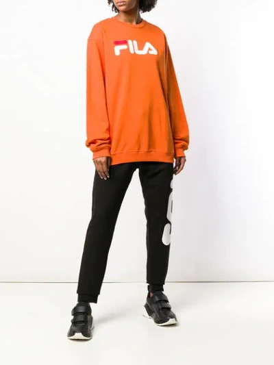 Shop Fila Logo Print Sweatshirt - Orange