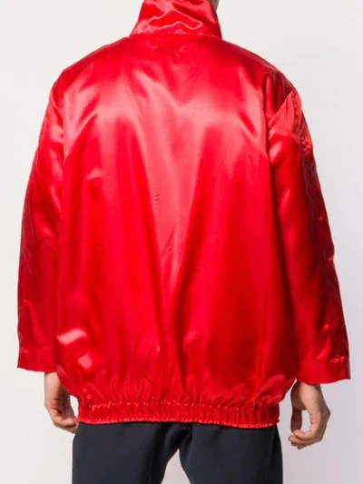 Shop Dima Leu Satin Jacket In Red