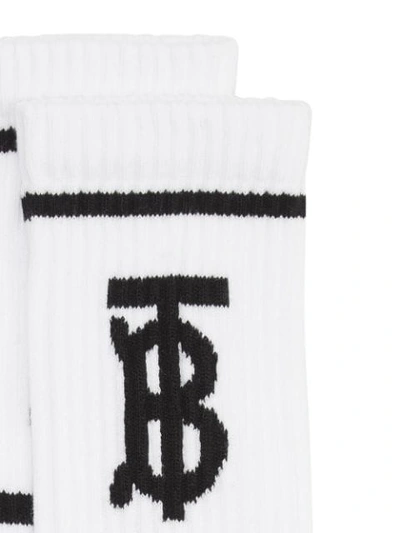 Shop Burberry Monogram Motif Intarsia Socks In White ,black