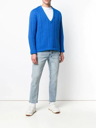 Shop Simon Miller V-neck Knitted Sweater In Blue
