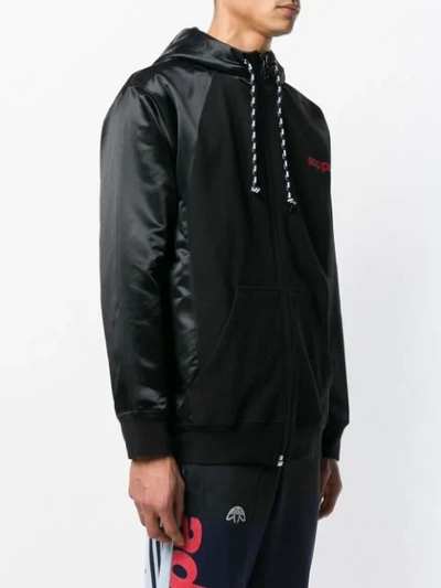 Shop Adidas Originals By Alexander Wang Zipped Logo Hoodie In Black