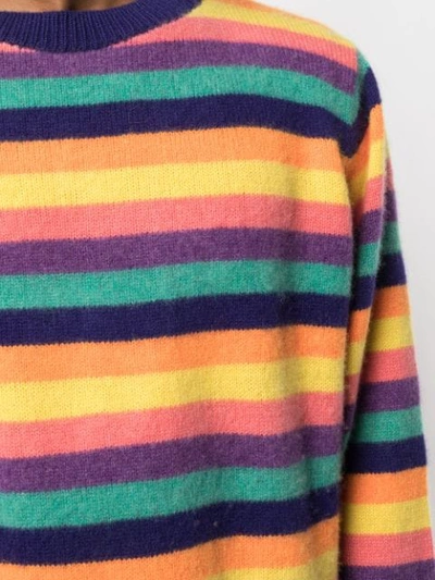 Shop The Elder Statesman Inch Stripe Cashmere Sweater In Deep Blue/turquoise/new Purple/pink/new Yellow/neon Orange