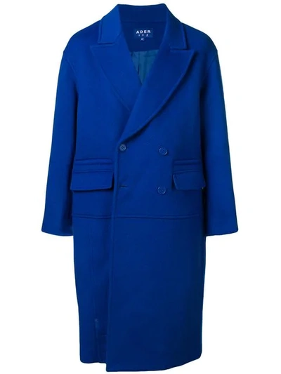 Shop Ader Error Long Double-breasted Coat - Blue