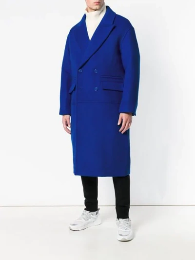 Shop Ader Error Long Double-breasted Coat - Blue