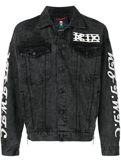 Shop Ktz Embroidered Denim Jacket In Black