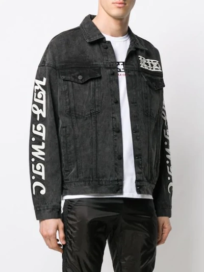 Shop Ktz Embroidered Denim Jacket In Black