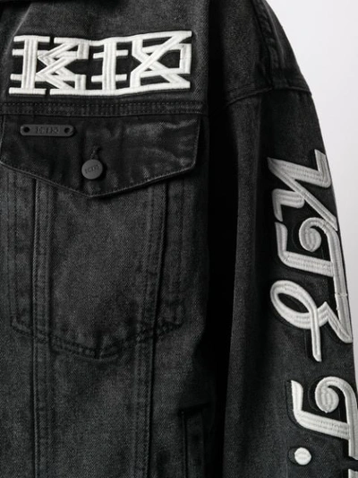 Shop Ktz Embroidered Denim Jacket In Black