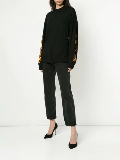 Shop Palm Angels Palms And Flames Jumper In 1088 Black Mult