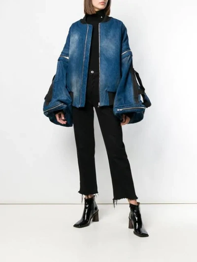 Shop Diesel Red Tag Batwing Sleeve Denim Jacket In Blue