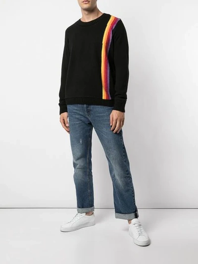 Shop The Elder Statesman Cashmere Rainbow Sash Sweater In Black