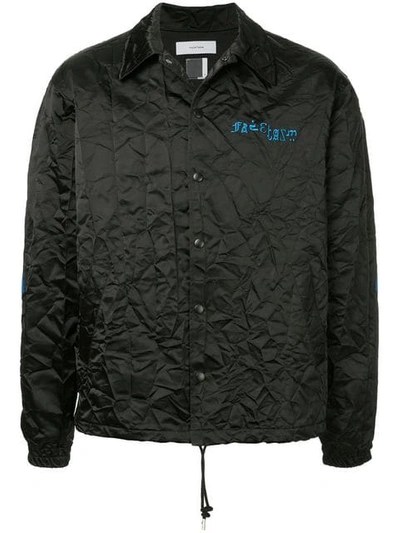 Shop Facetasm Embroidered Logo Crinkle Jacket In Black