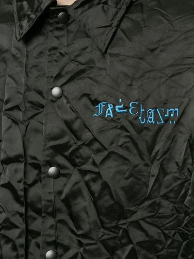 Shop Facetasm Embroidered Logo Crinkle Jacket In Black