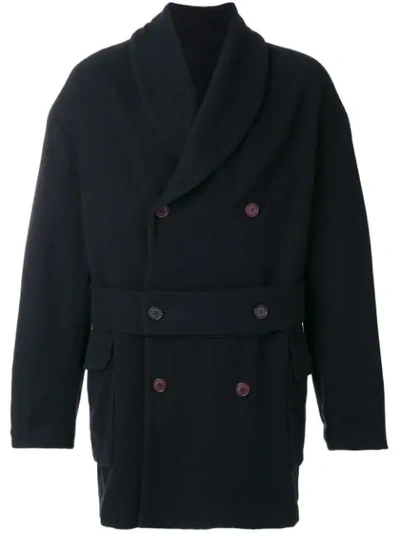 Pre-owned Dolce & Gabbana Double-breasted Belted Midi Coat In Blue