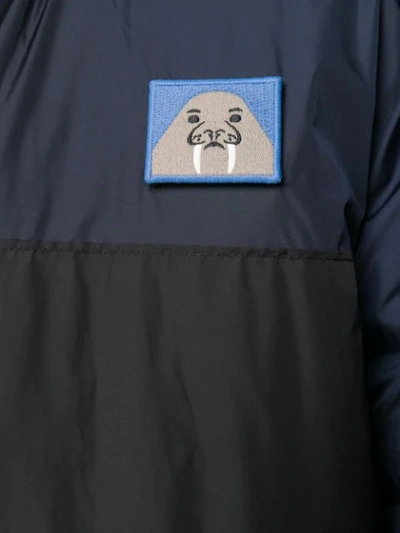Acne Studios Animal Face Patch Colourblock Jacket In Blue | ModeSens