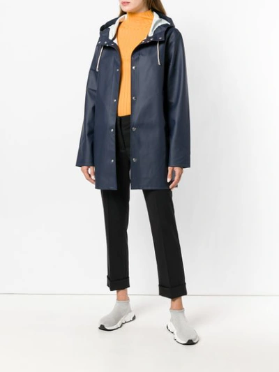 Shop Stutterheim Stockholm Hooded Raincoat - Blue