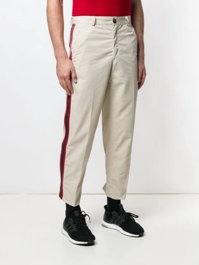 Shop Andrea Crews Side Stripe Traight Leg Trousers - Neutrals