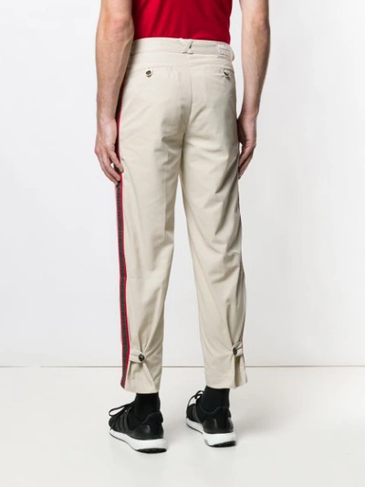 Shop Andrea Crews Side Stripe Traight Leg Trousers - Neutrals